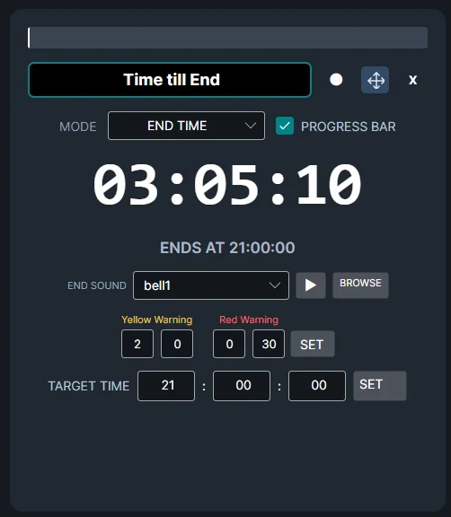 End time controls
